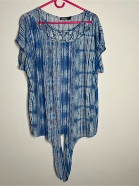 CURE. Women’s Top Blue Multicolor Striped Sleeveless 2XL